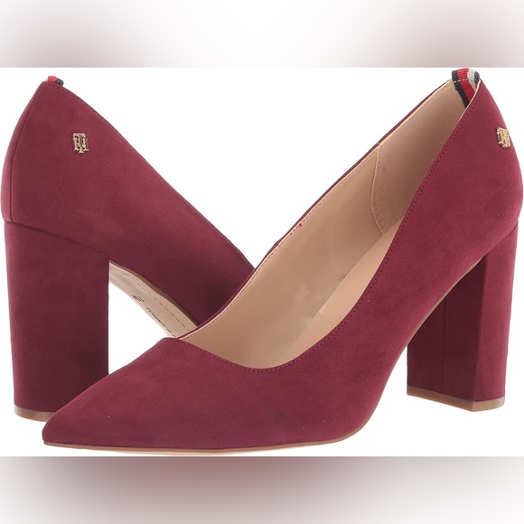 🐘🐘 Tommy Hilfiger Blocked Heel Suede Pump - Picture 2 of 5